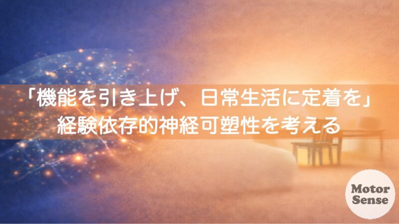 「機能を引き上げ、日常生活に定着させる」経験依存的神経可塑性を考える  【十勝帯広】MotorSense