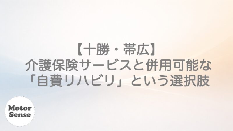 【十勝・帯広】介護保険サービスと併用可能な「自費リハビリ」という選択肢　MotorSense  脳卒中（脳出血/脳梗塞）